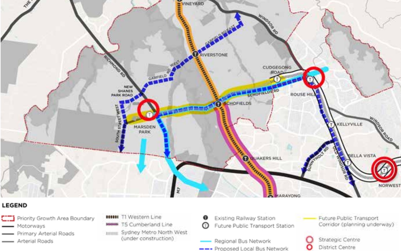 North West Growth Centre (Existing and Future Public Transport)