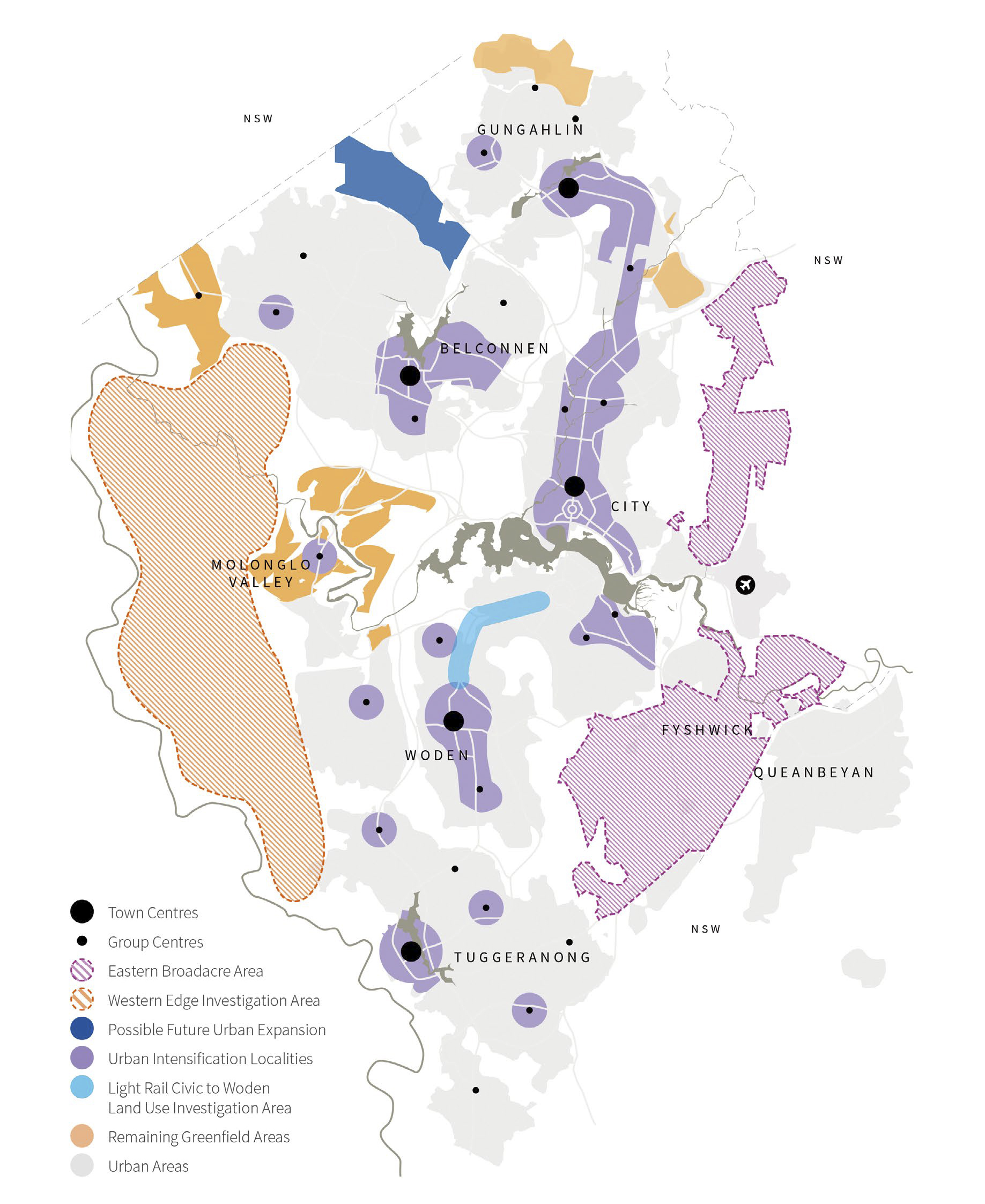 Figure 2.Map Showing Strategic Direction of Future Development of Canberra