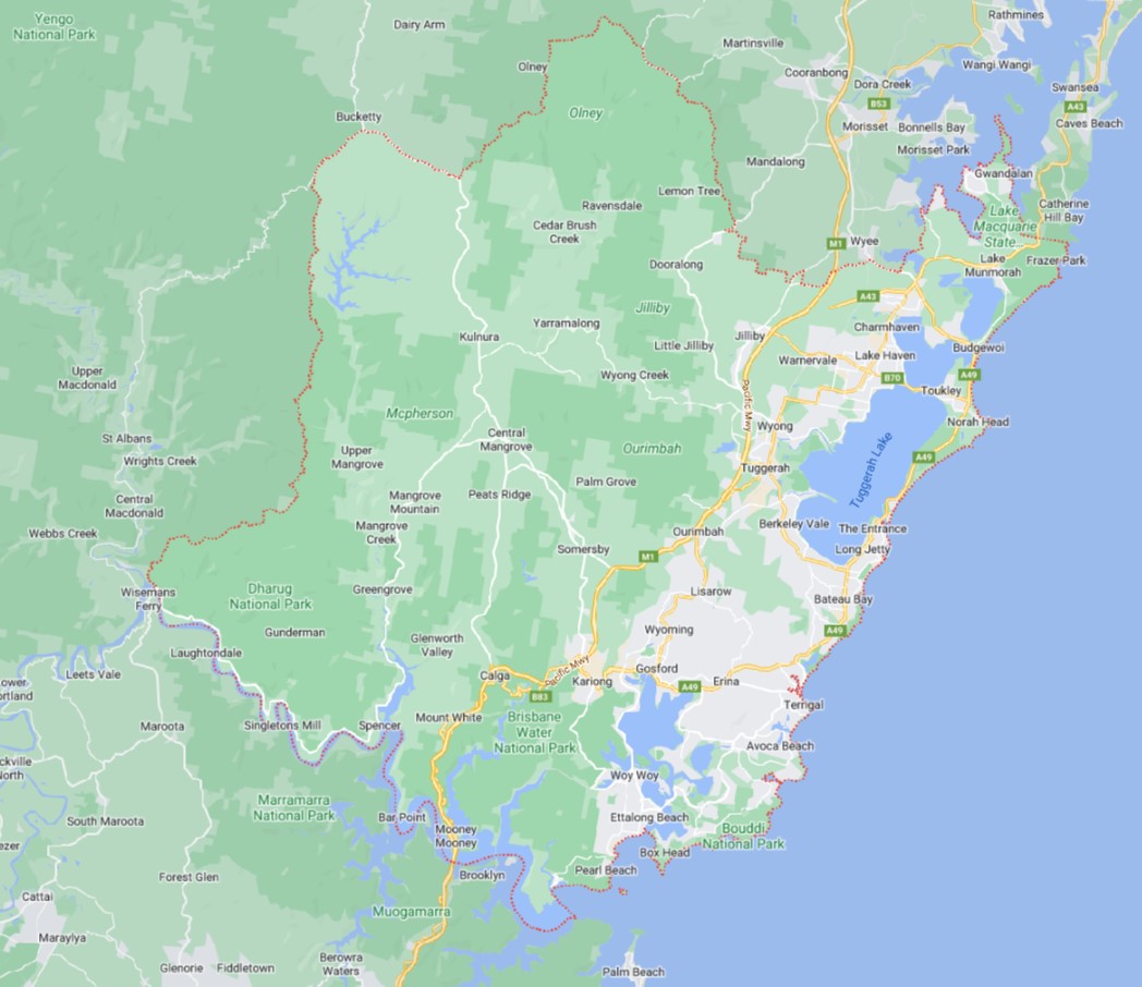 Central Coast, NSW - Region Location